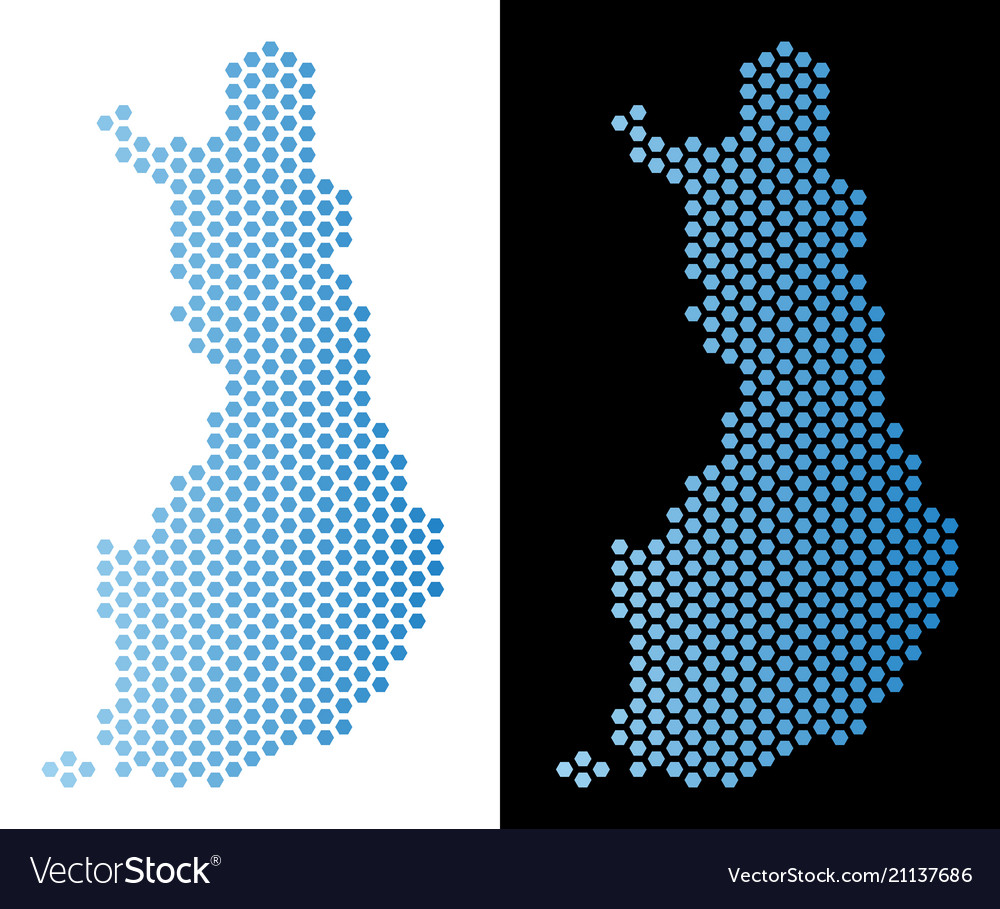 Finland map hexagon scheme vector image Finland map hexagon scheme