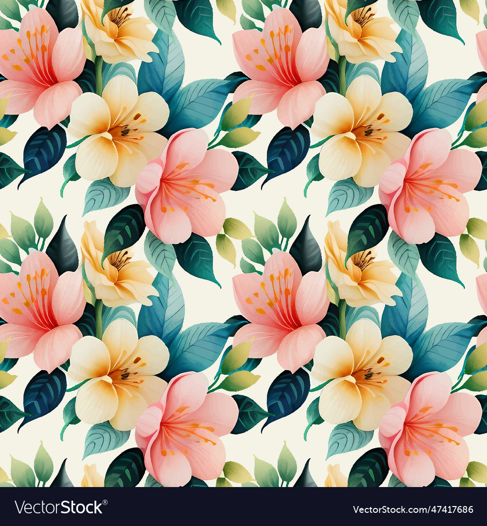 Floral shape watercolor seamless pattern