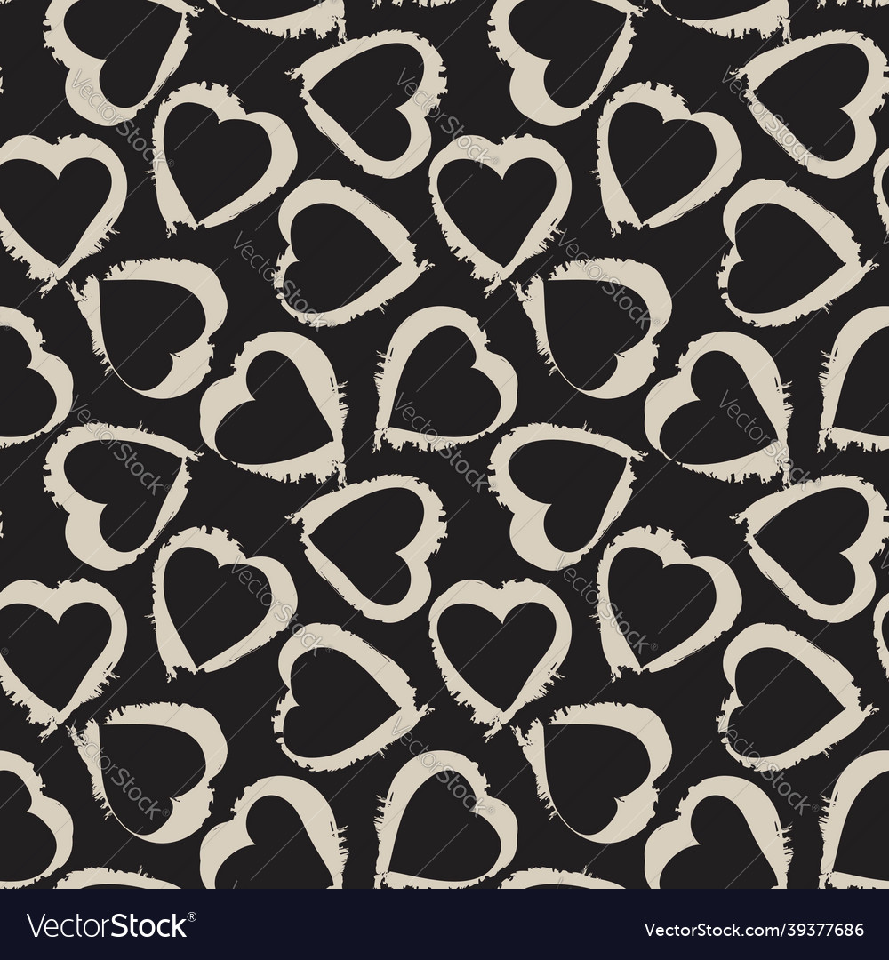 Heart shaped brush stroke seamless pattern Vector Image