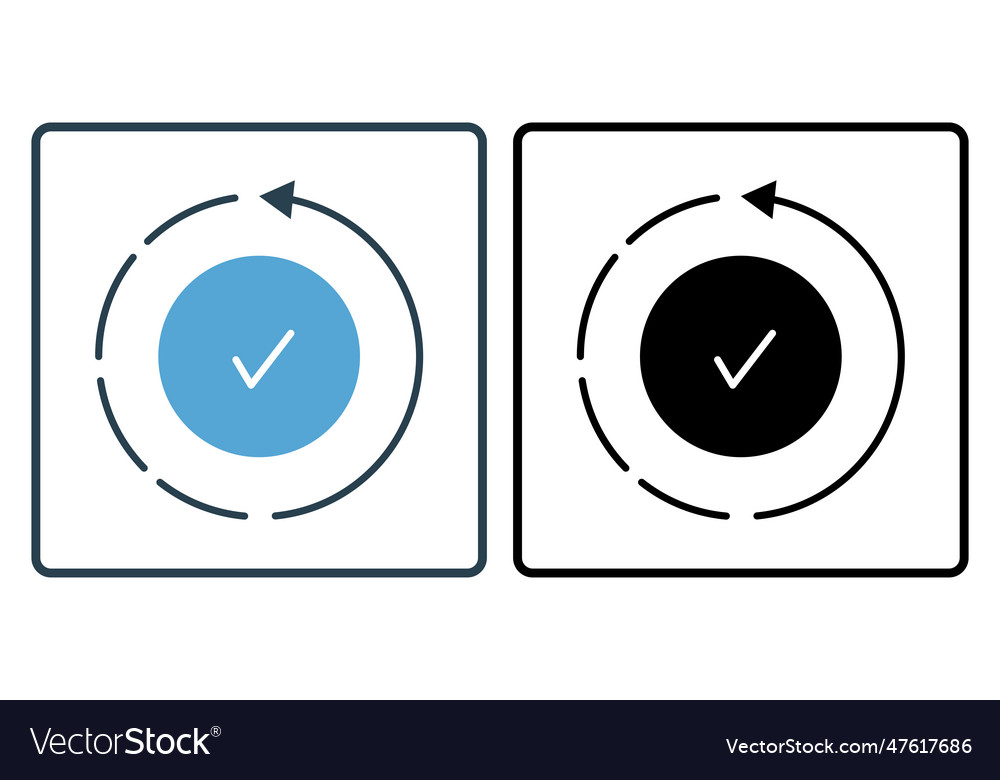 In progress icon check mark inside the circle