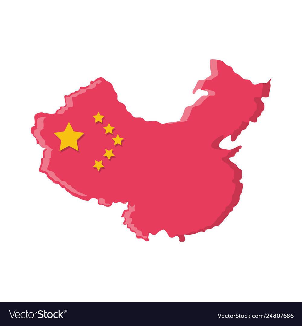 Map china with flag isolated icon Royalty Free Vector Image