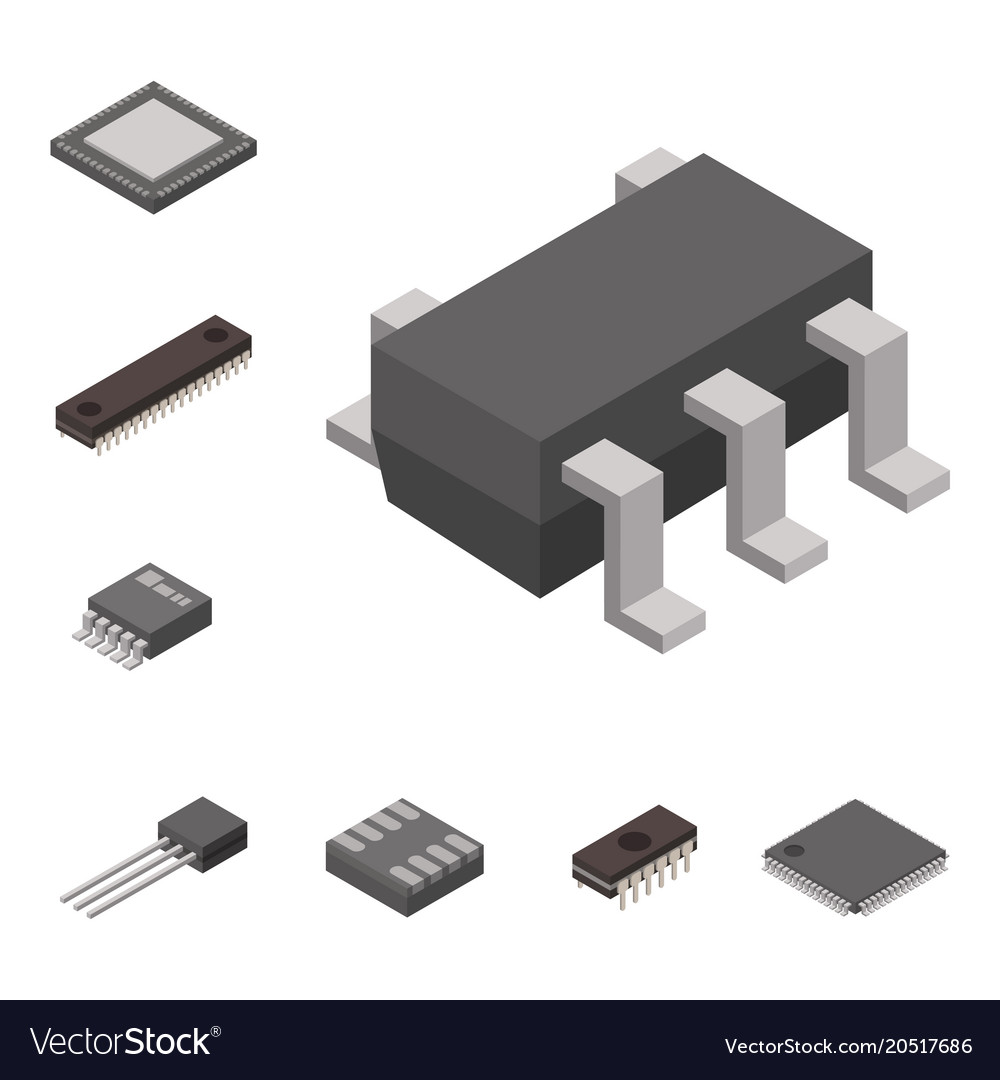Microchip computer isometric chip