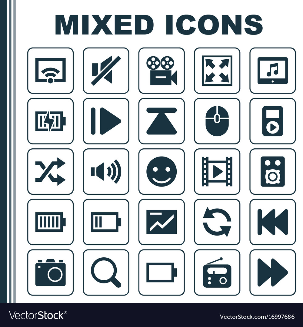 Multimedia icons set collection of empty