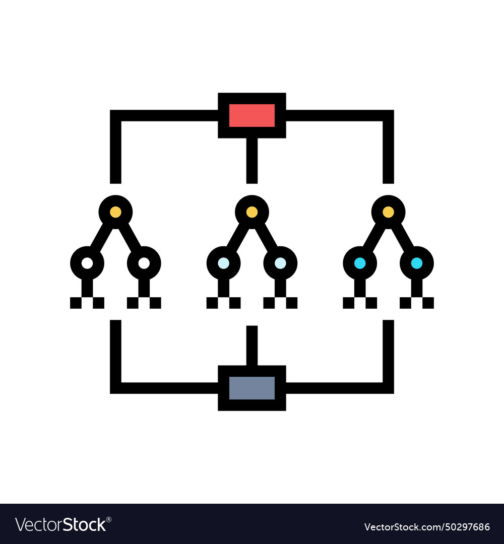 Random forest algorithm color icon vector image Random forest algorithm color icon