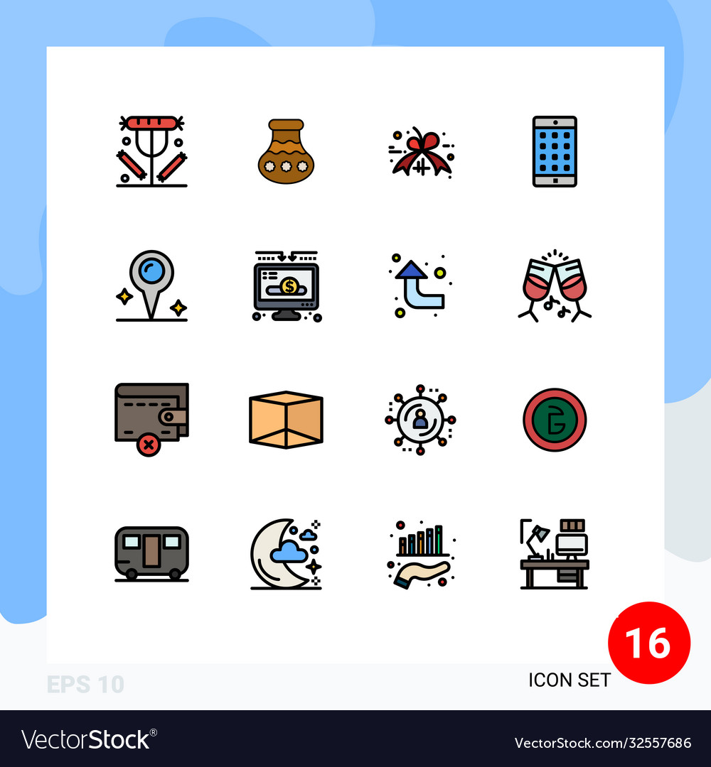 Set 16 flat color filled lines on grid for map