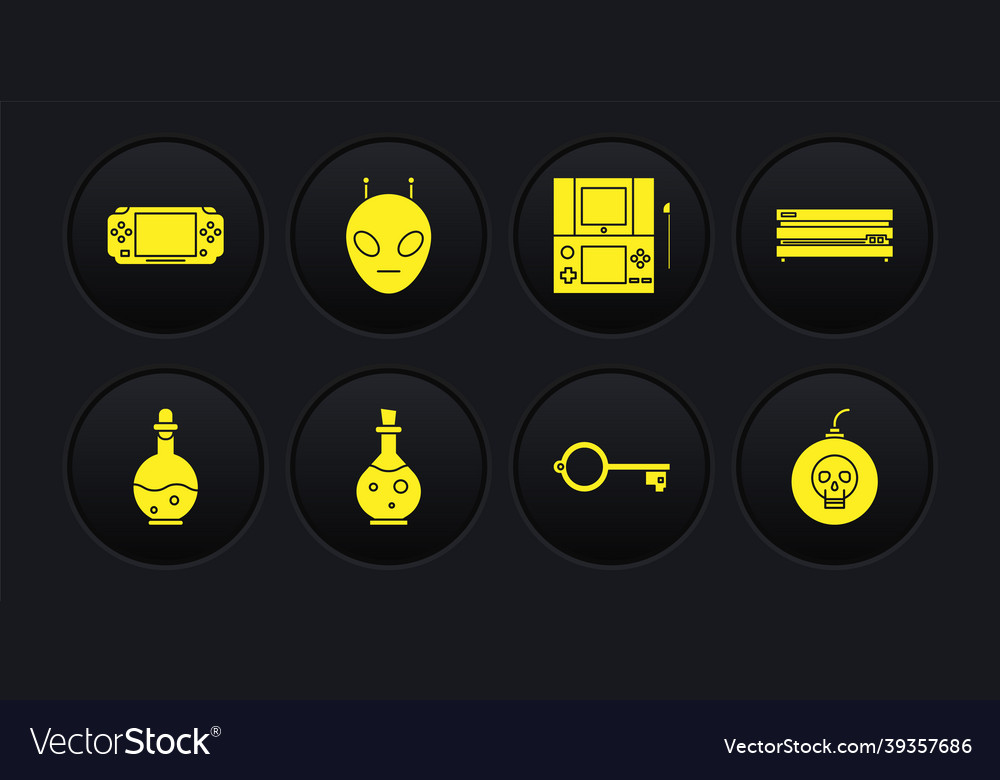 Set bottle with magic elixir video game console vector image Set bottle with magic elixir video game console