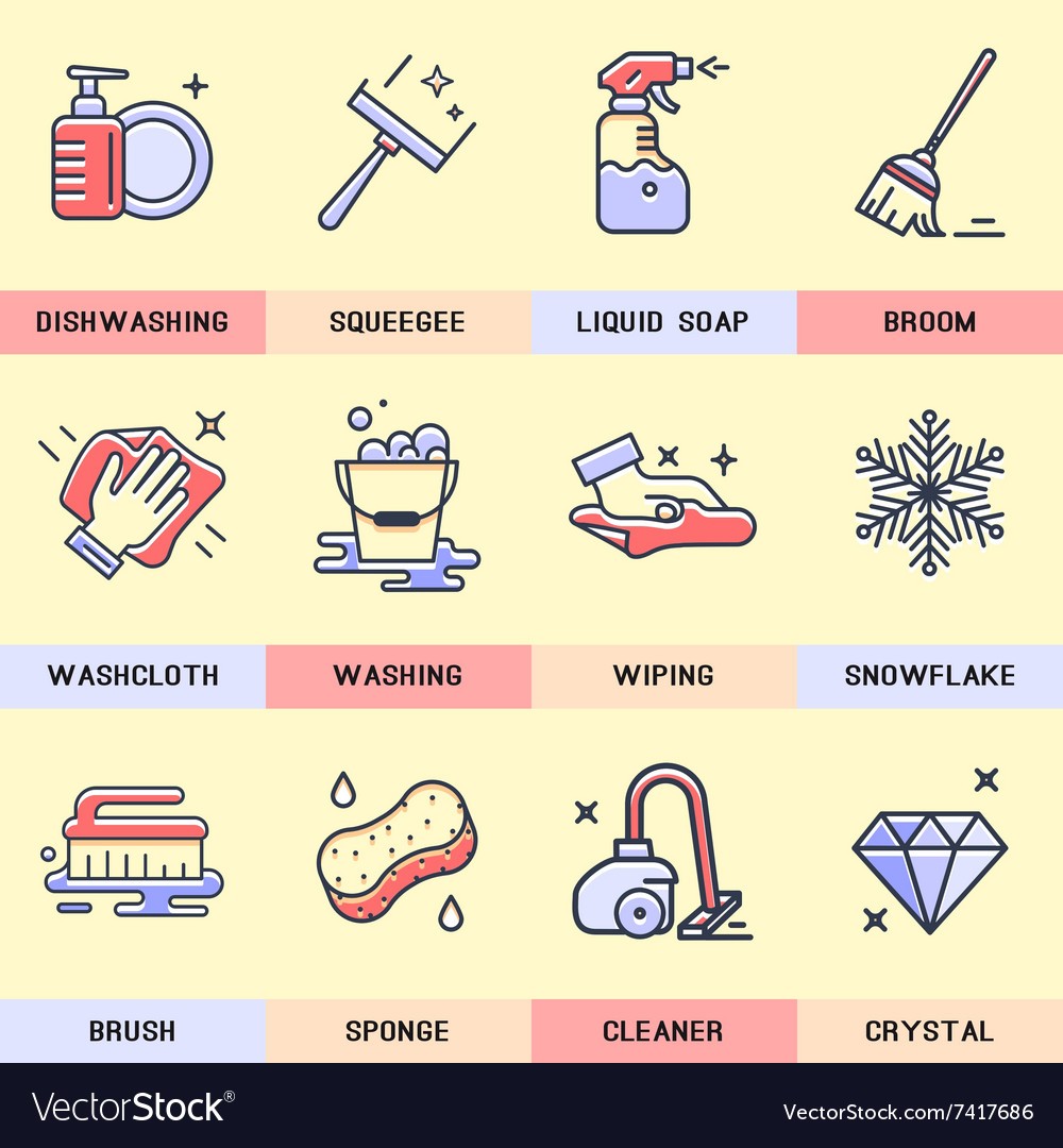 Set of linear icons in a modern flat