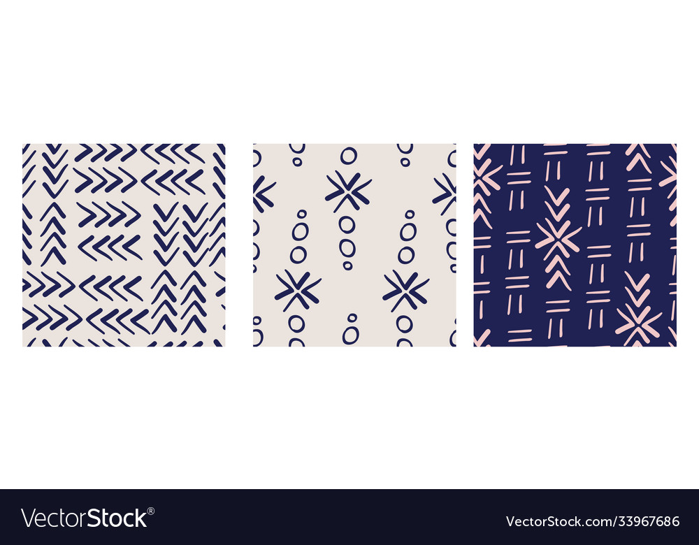 Set three seamless patterns pattern vector image Set three seamless patterns pattern