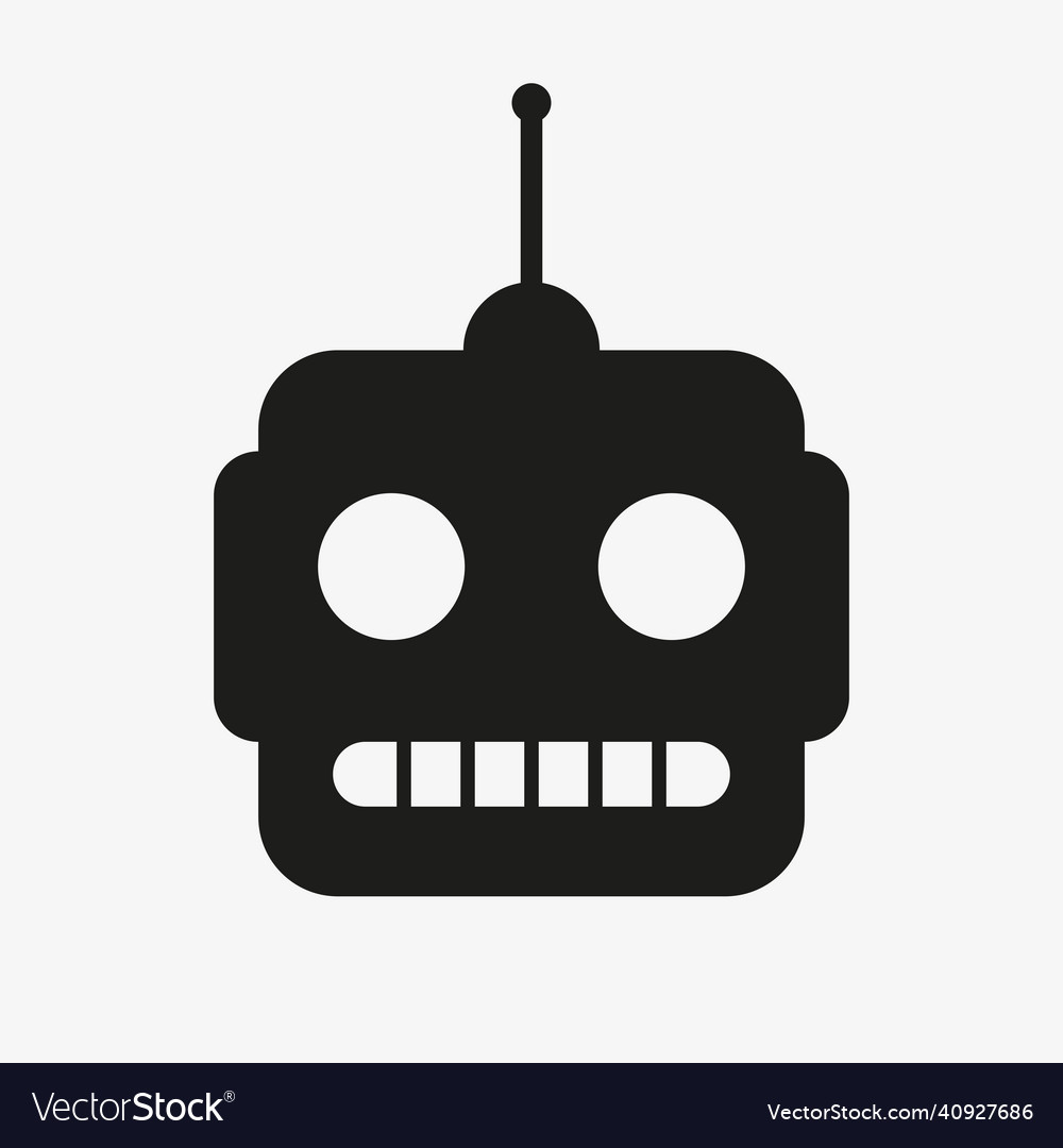 Simple black icon of robot head