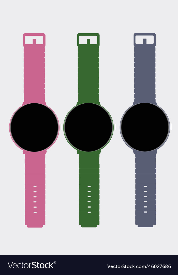 Smart watches of different colors collage