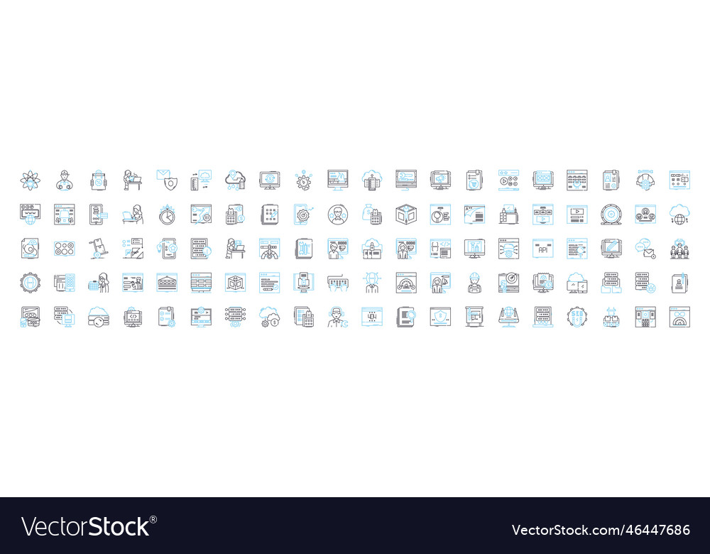 Web hosting line icons set