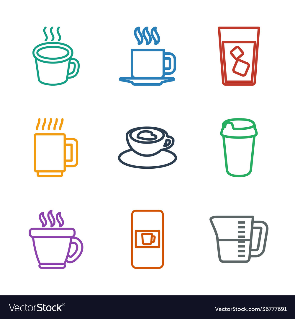 9 coffee icons Royalty Free Vector Image - VectorStock