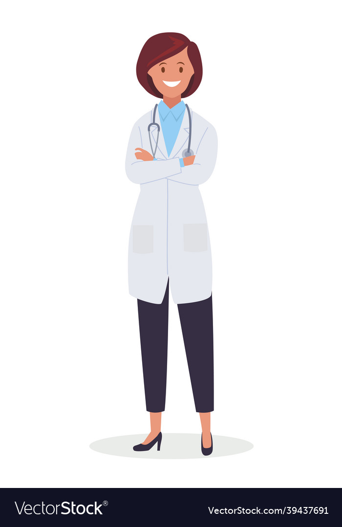 A female doctor with stethoscope in uniform vector image A female doctor with stethoscope in uniform