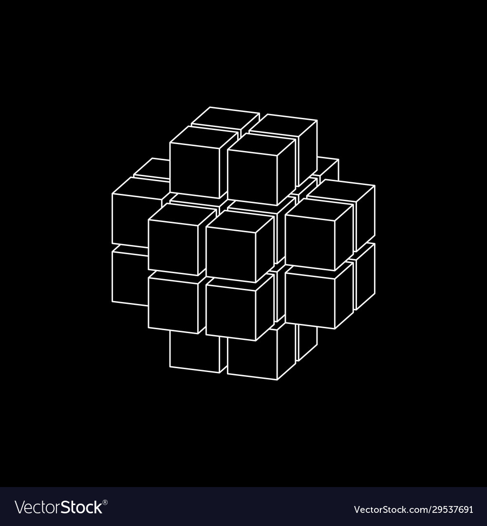 Abstract 3d cube from cubes dimetric projection