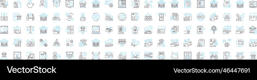 Asset management line icons set assets Royalty Free Vector