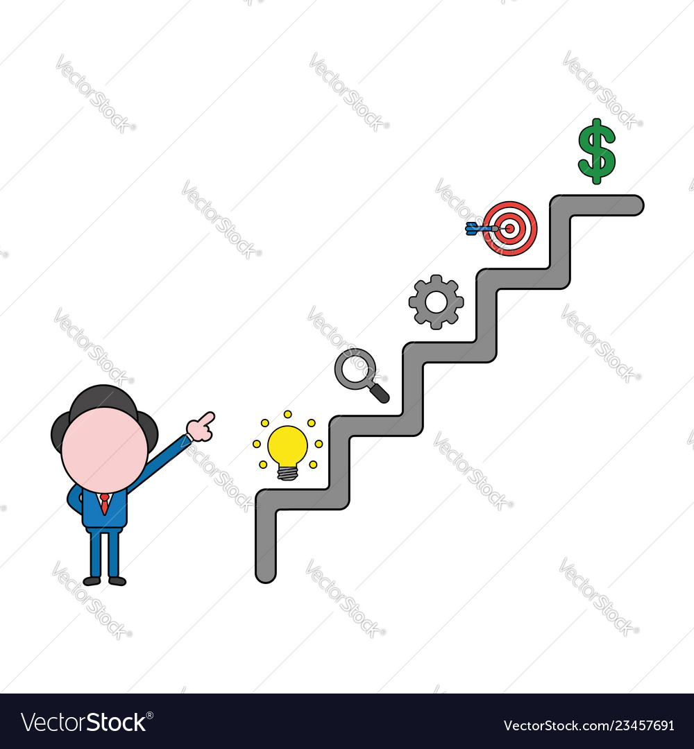 Businessman character pointing dollar symbol