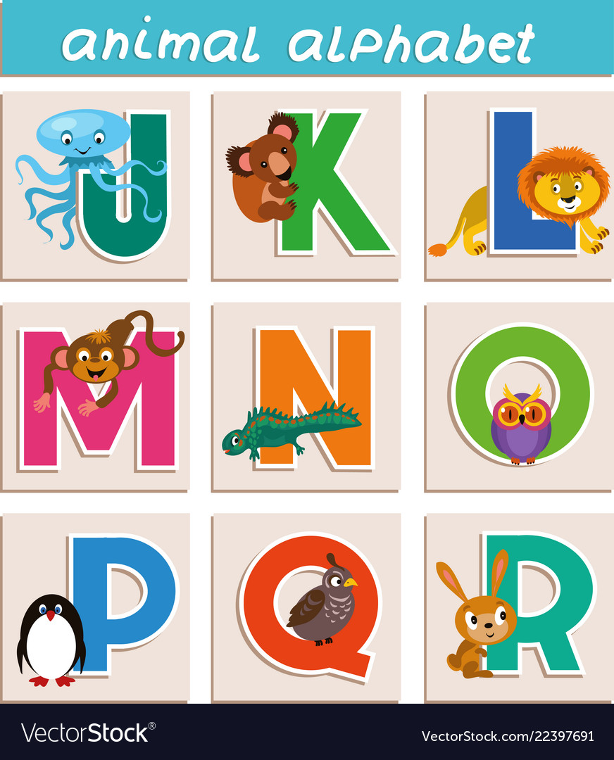 Cartoon Animal Alphabet Royalty Free Vector Image