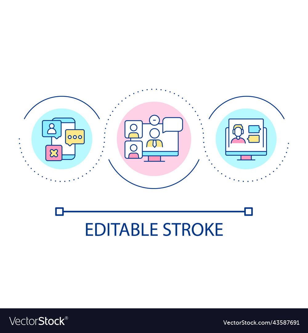 Communication with remote team loop concept icon