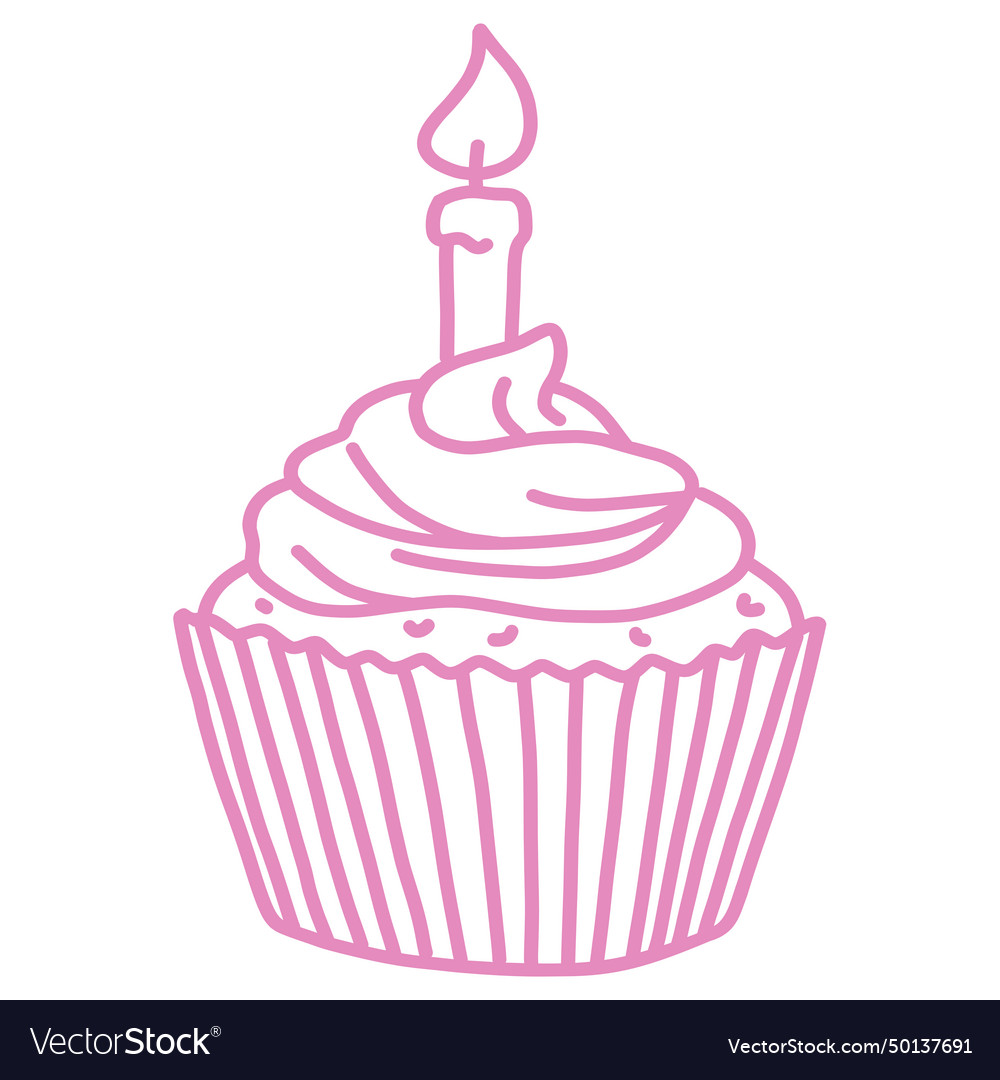 Cupcake doodle art drawing Royalty Free Vector Image