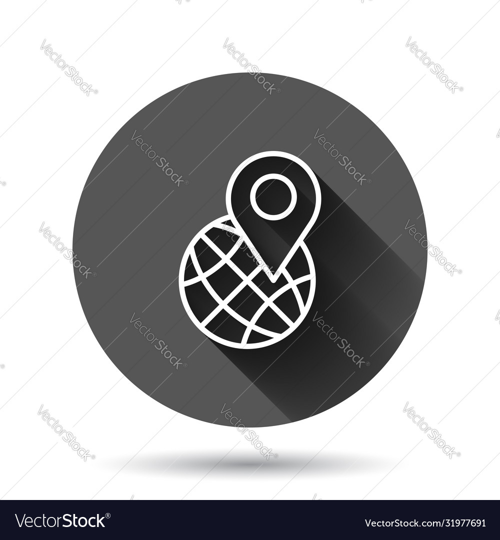 Global navigation icon in flat style globe pin vector image Global navigation icon in flat style globe pin