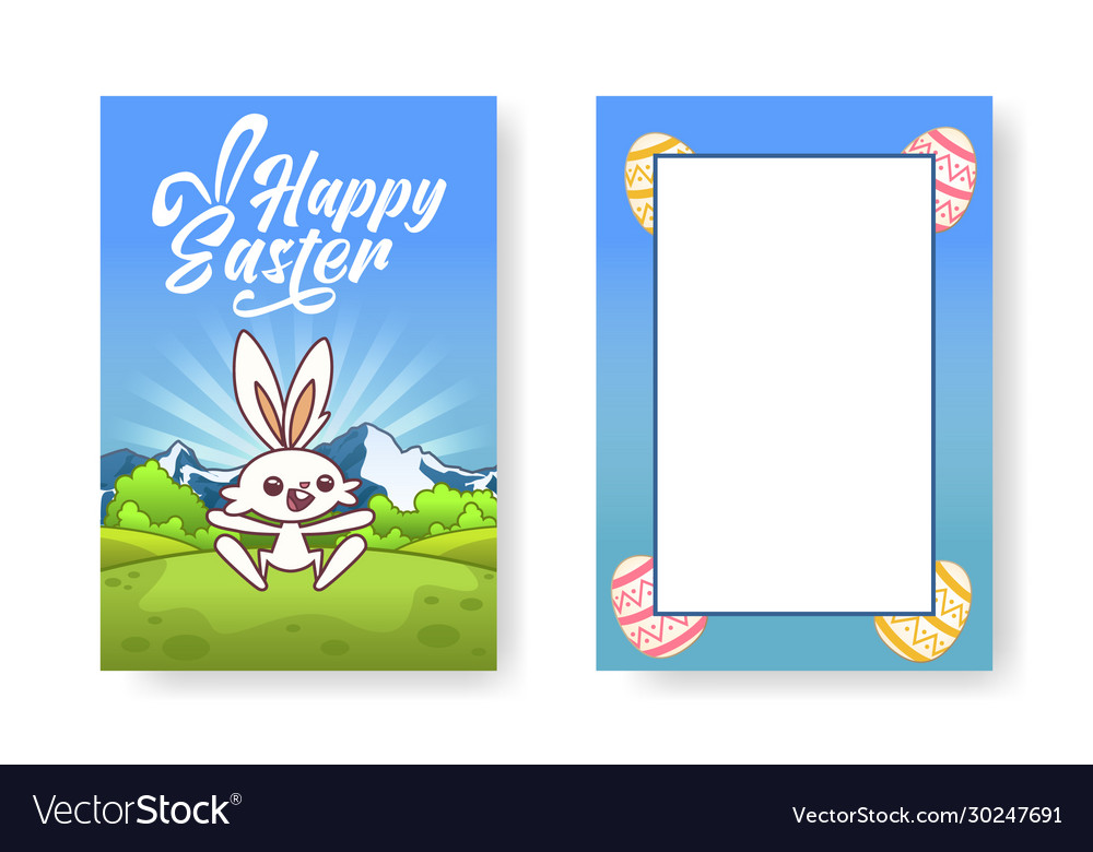 Minimalist cartoon bunny on a card for happy