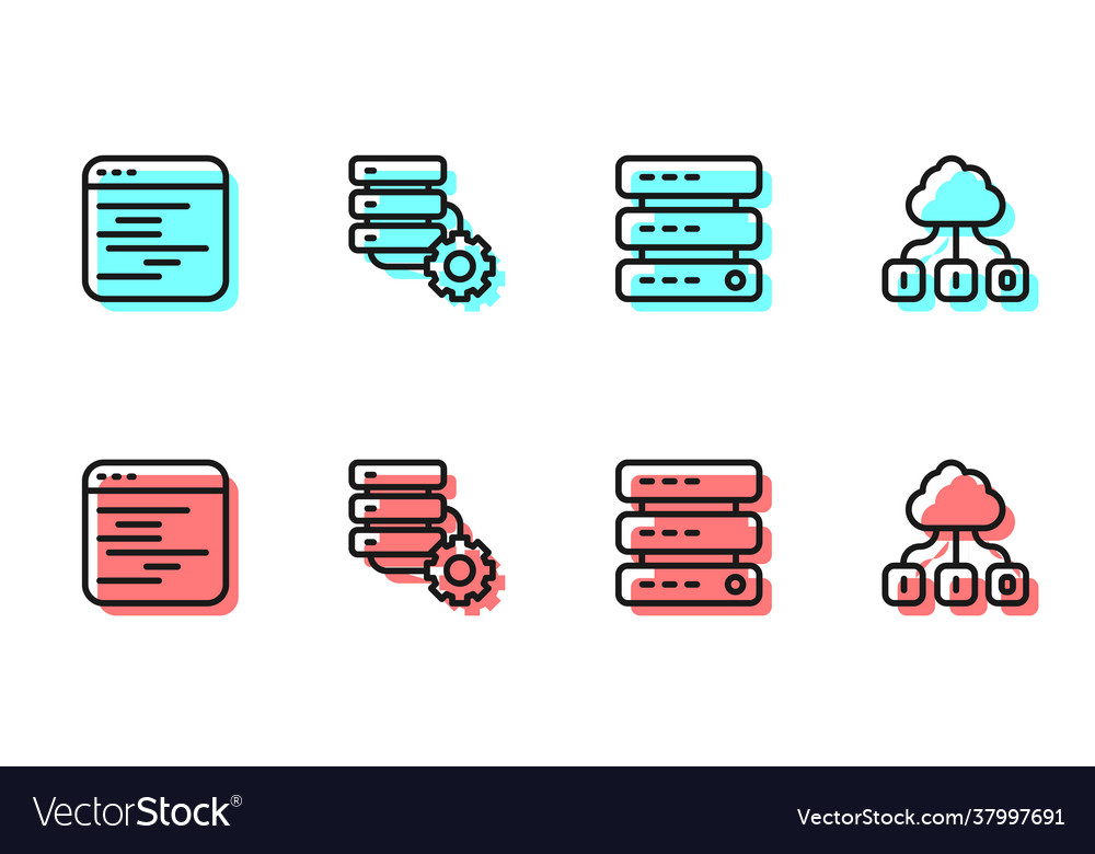 Zeilenserver Daten Webhosting-Software einstellen vector image Zeilenserver Daten Webhosting-Software einstellen