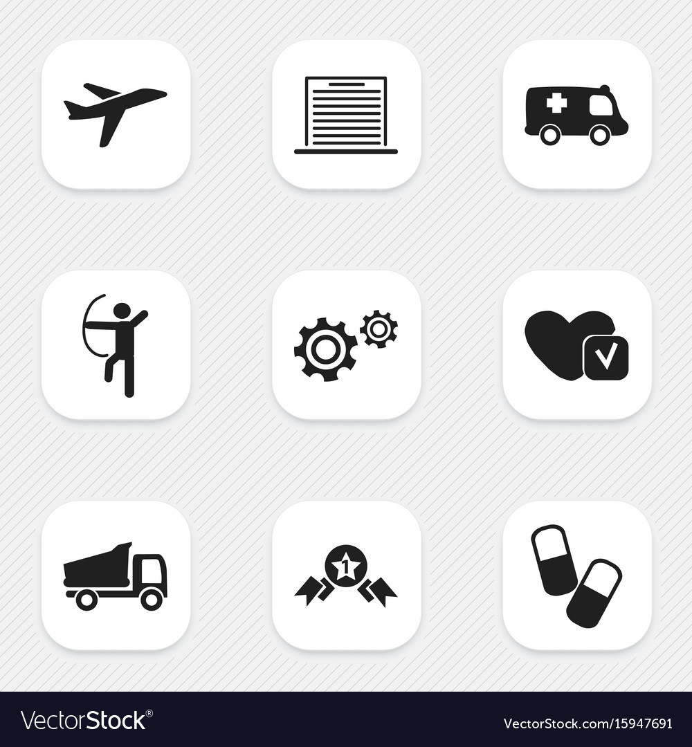 Set of 9 editable complex icons includes symbols