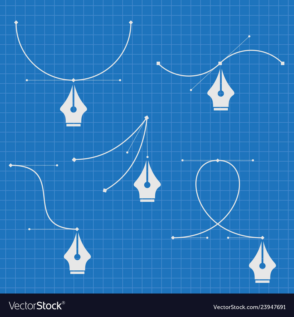 Set of pen tool cursors and curve control points
