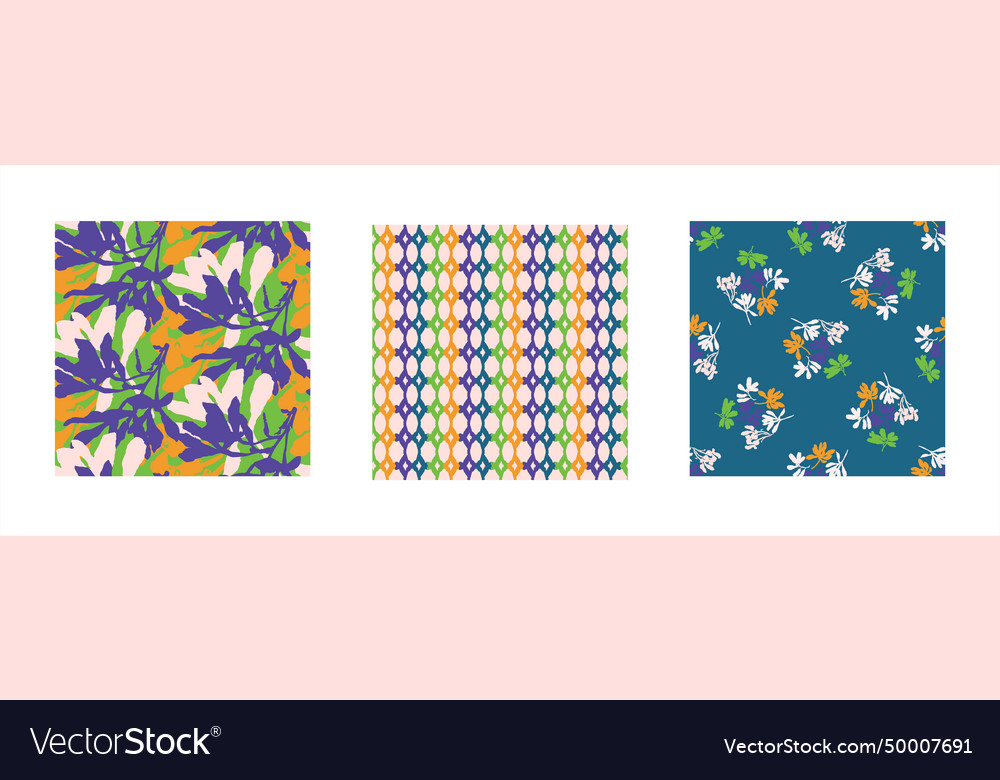 Trendy floral pattern set with organic