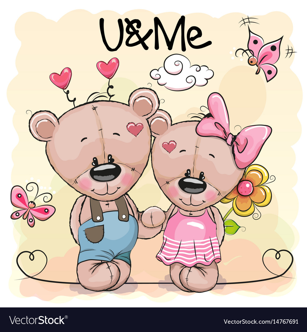 Two cute bears Royalty Free Vector Image - VectorStock