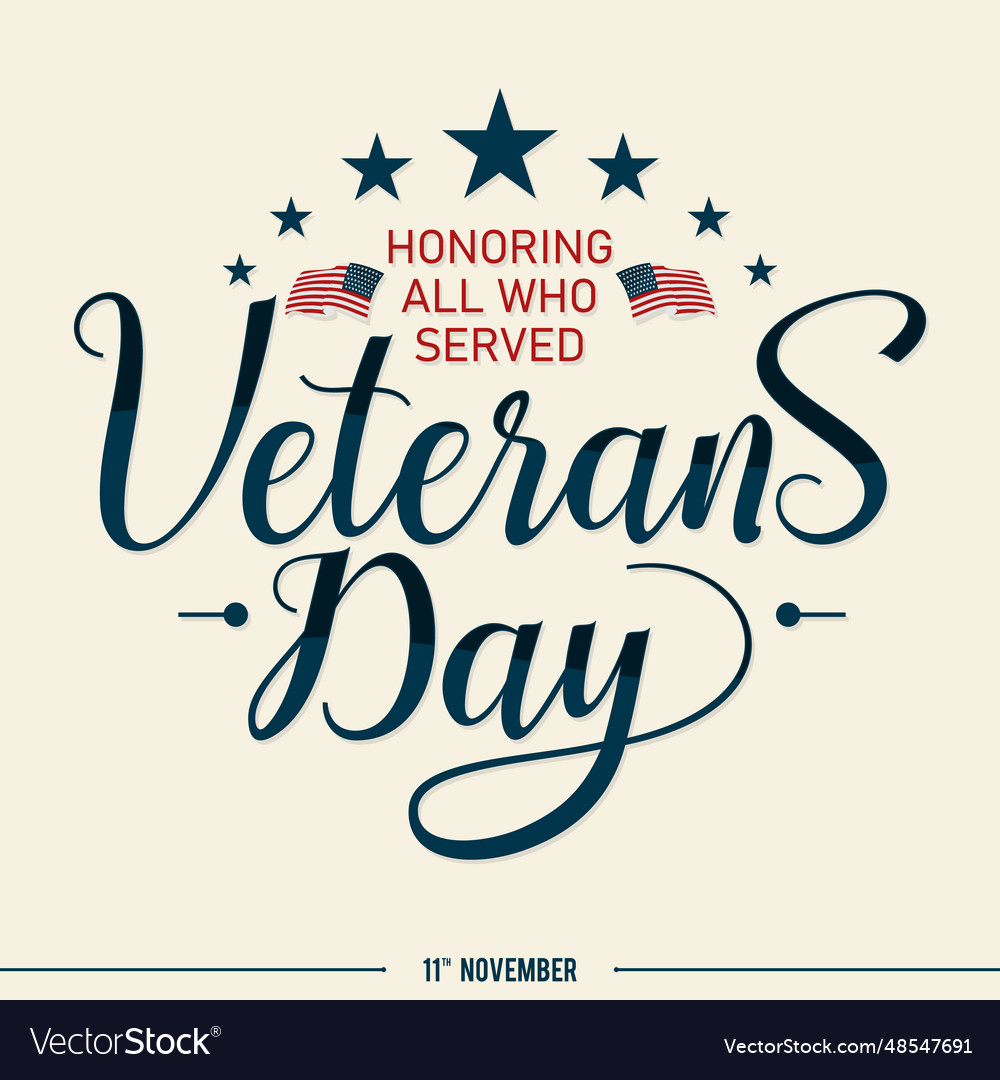 Veterans day background vintage style emblem Vector Image