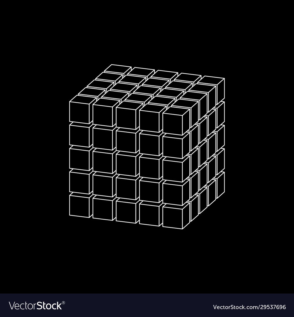 Abstract 3d cube from cubes dimetric projection