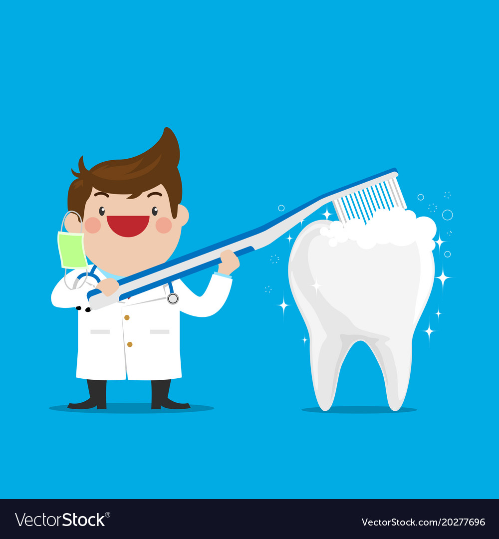 Dentist showing how to brush teeth Royalty Free Vector Image