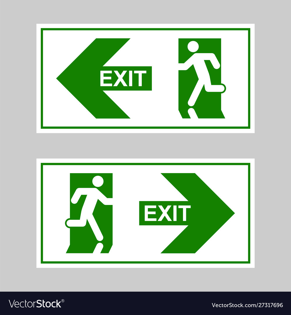 Emergency exit sign man running out fire Vector Image