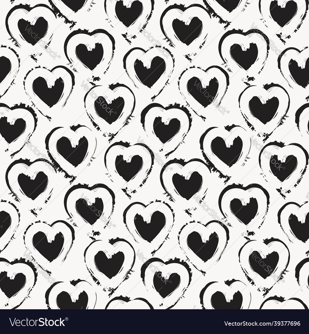 Heart shaped brush stroke seamless pattern Vector Image