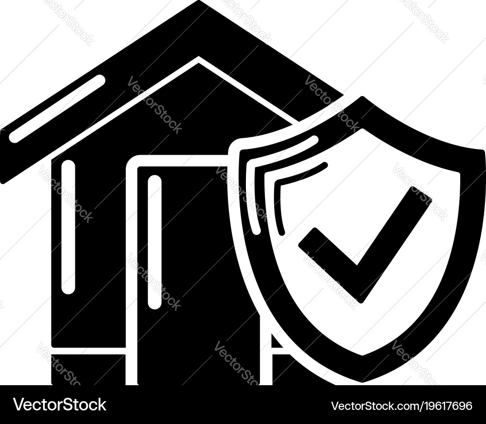Insurance Home Icon Simple Black Style Royalty Free Vector