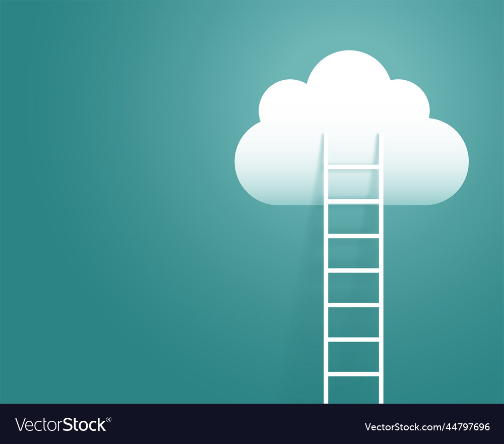 Ladder Leading To White Cloud Success Concept Vector Image 1291