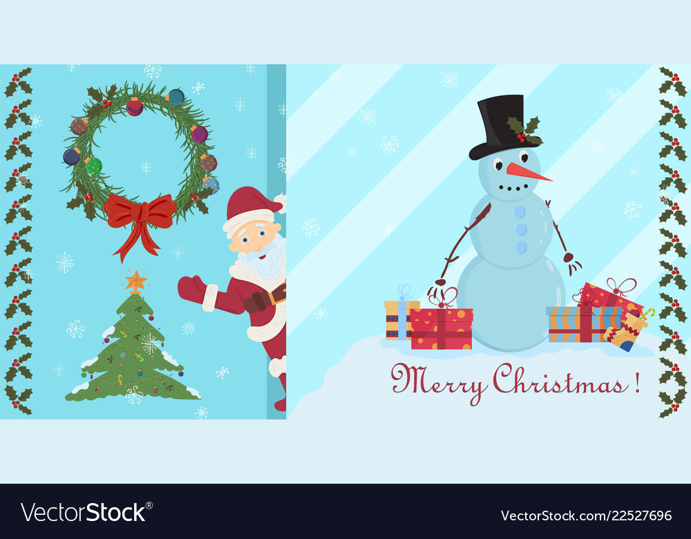 layout postcards 1 on christmas and new year vector image merry christmas layout