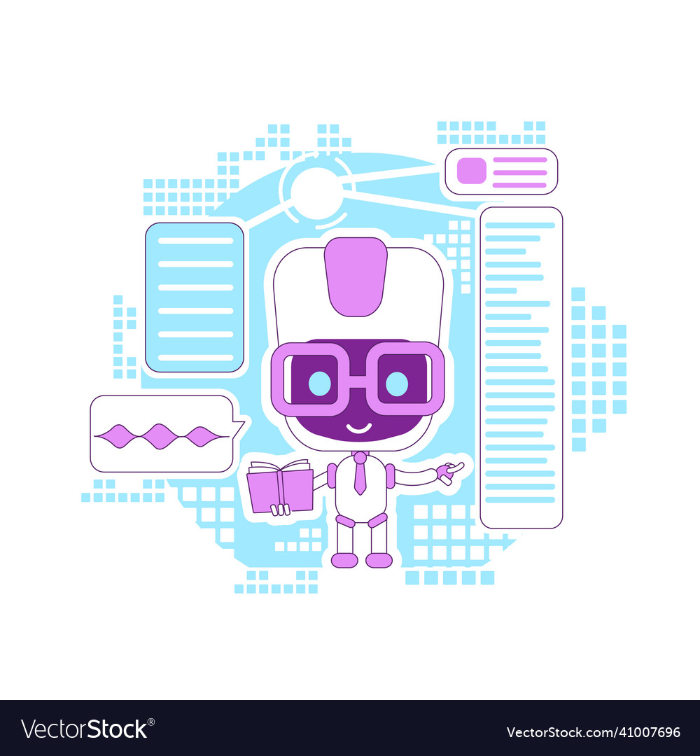 Learning assistant informational bot thin line vector image Learning assistant informational bot thin line
