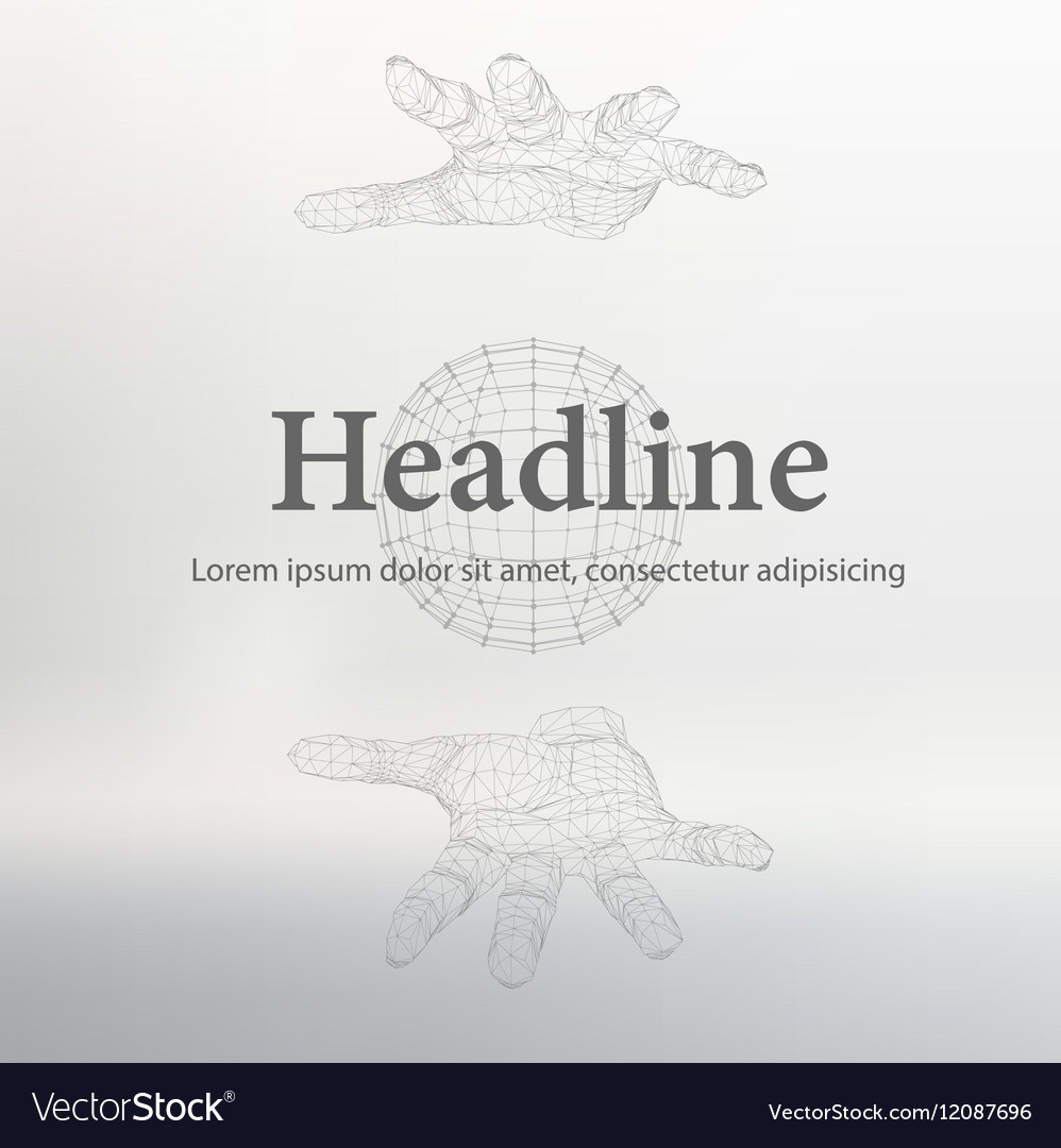 Mesh polygonal background hand of lines