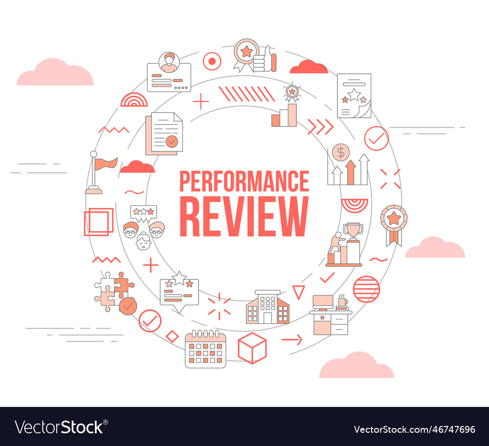 Performance review concept with icon set template vector image Performance review concept with icon set template