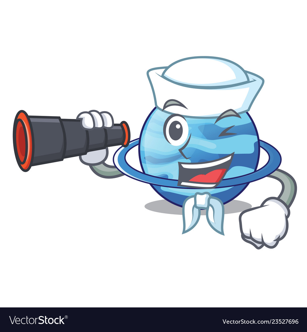 Sailor with binocular planet uranus in the cartoon Vector Image Sailor with binocular planet uranus in the cartoon