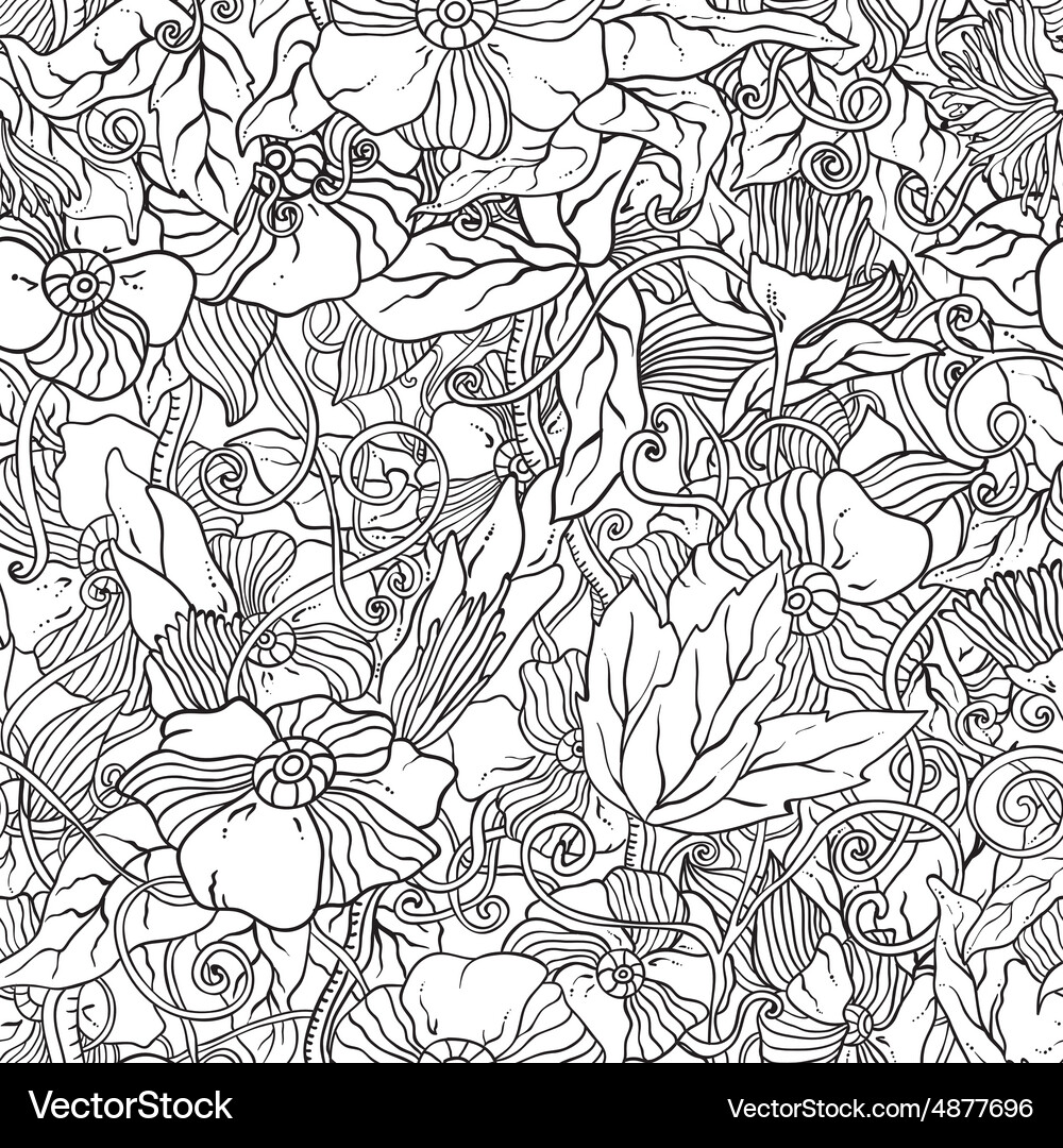 Seamless pattern with doodle flowers Royalty Free Vector