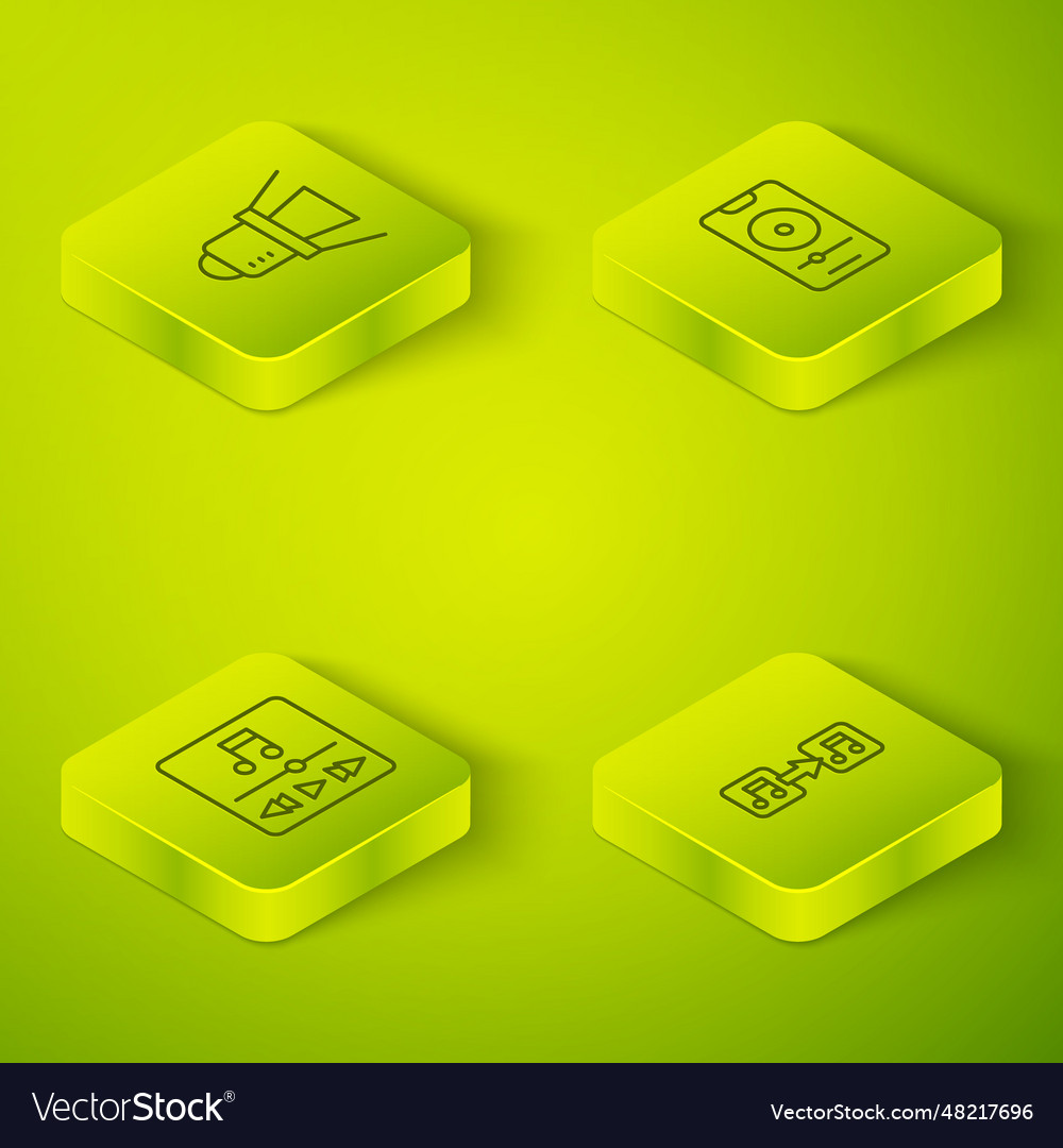 Set isometric line music player note tone