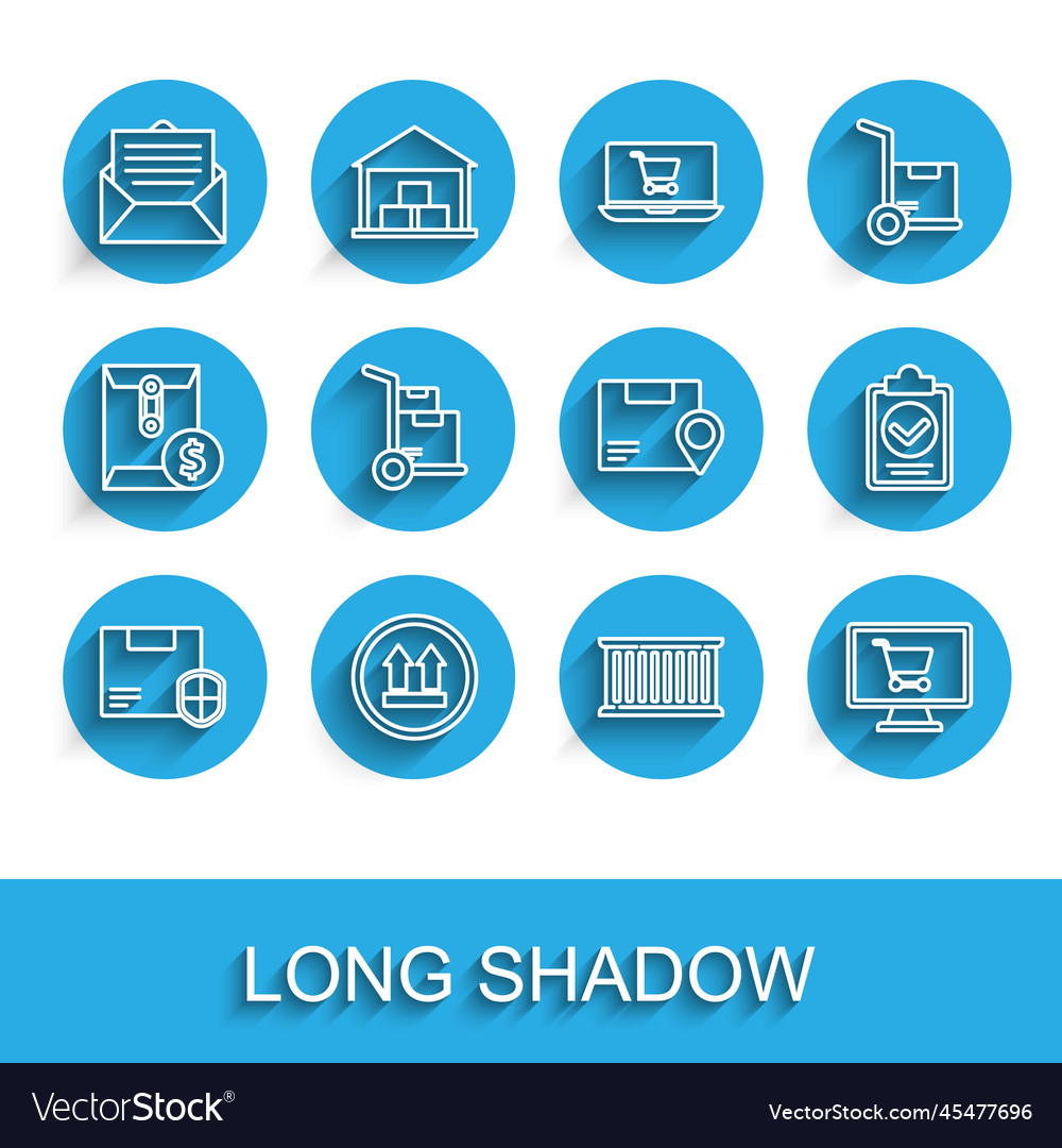Set line delivery security with shield this side vector image Set line delivery security with shield this side