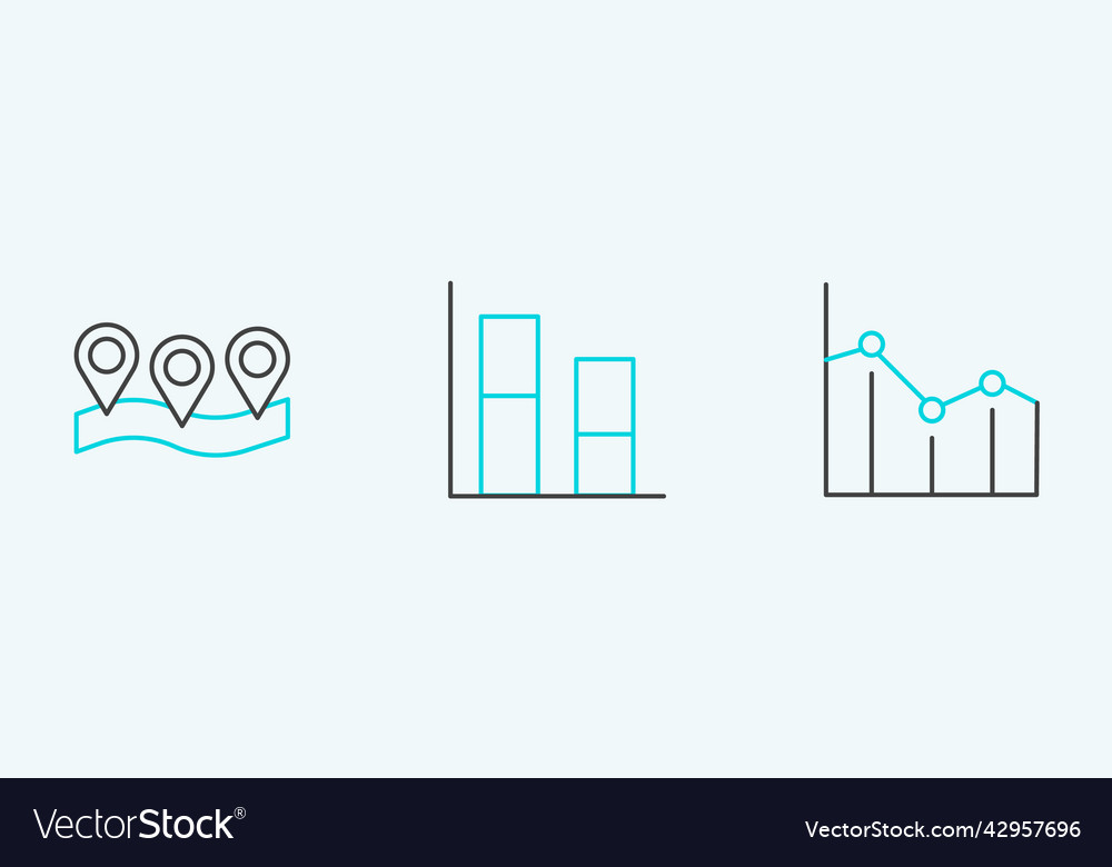 Set line pie chart infographic location and graph Vector Image Set line pie chart infographic location and graph