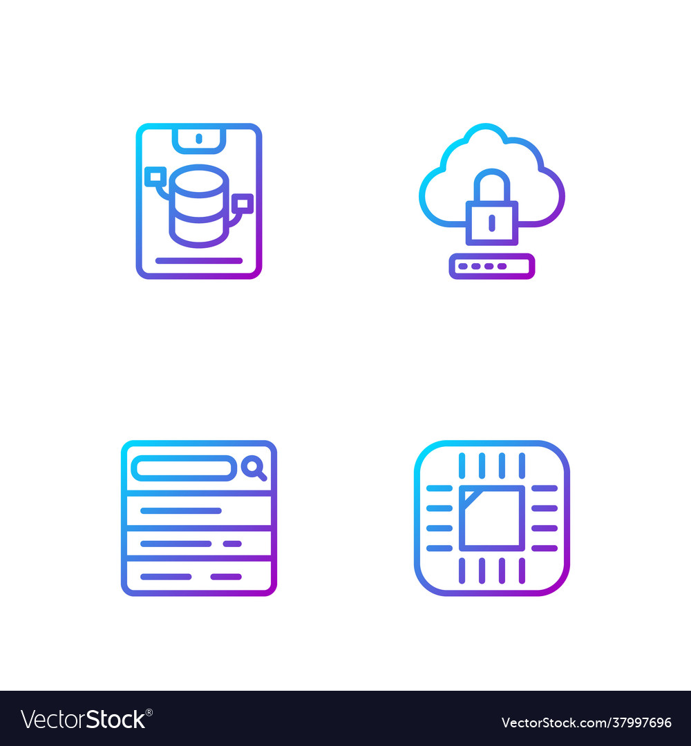 Set line processor with cpu search engine server vector image Set line processor with cpu search engine server