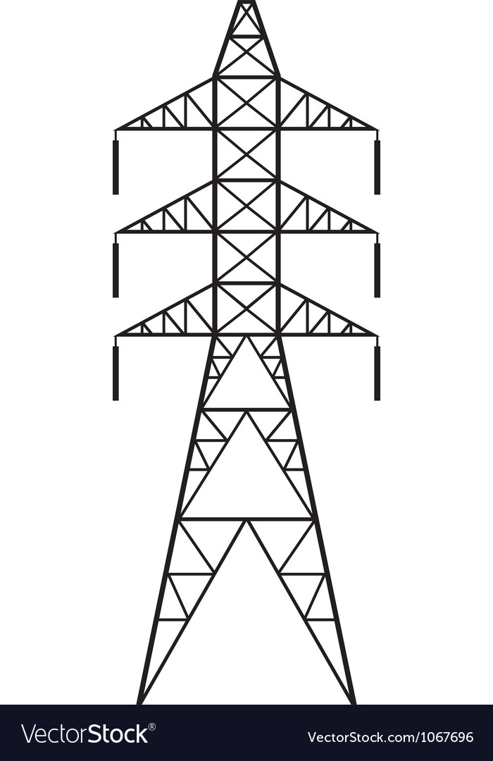 Silhouette power line and electric pylon Vector Image