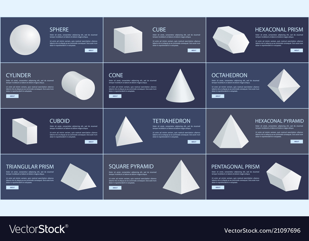 Sphere and cube cone cuboid geometric set vector image Sphere and cube cone cuboid geometric set
