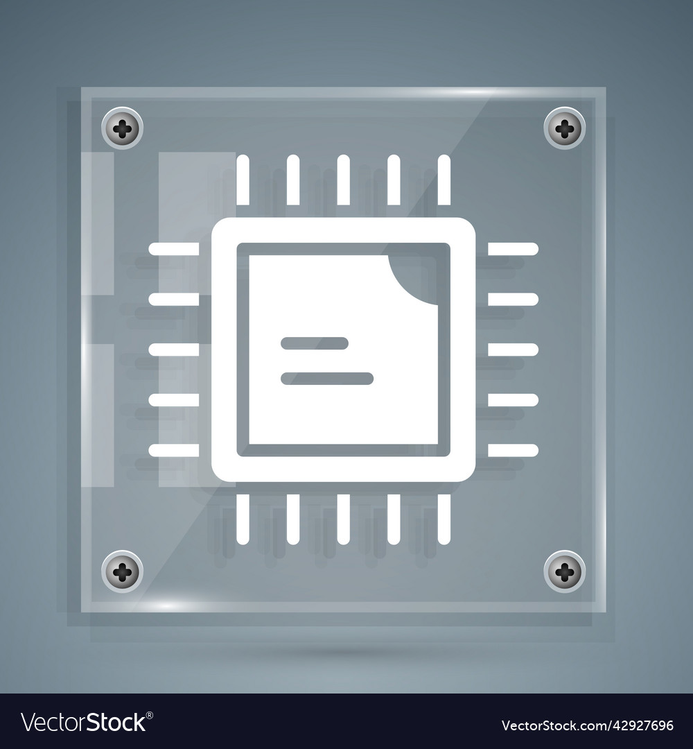 White computer processor with microcircuits cpu vector image White computer processor with microcircuits cpu